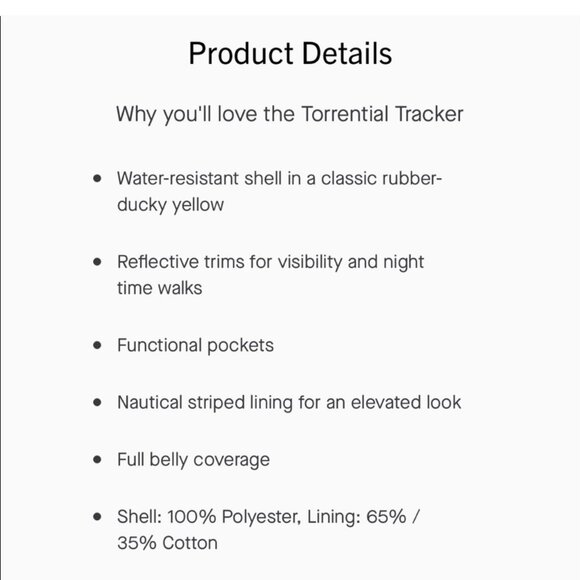 NWT Canada Pooch Torrential Tracker Raincoat for Dogs - Rubber Ducky Yellow - Picture 4 of 10